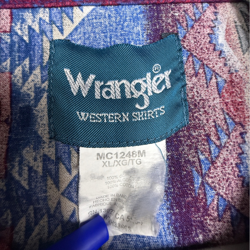 Vintage Wrangler Pearl Snap Tribal/Aztec Pattern Shirt - Picture 6 of 6